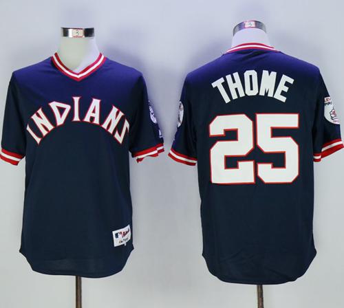 Indians #25 Jim Thome Navy Blue 1976 Turn Back The Clock Stitched MLB Jersey